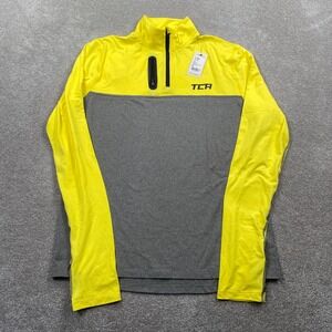 TCA 1/4 Zip Pullover Mens M Yellow Grey Colorblock Performance TS1355